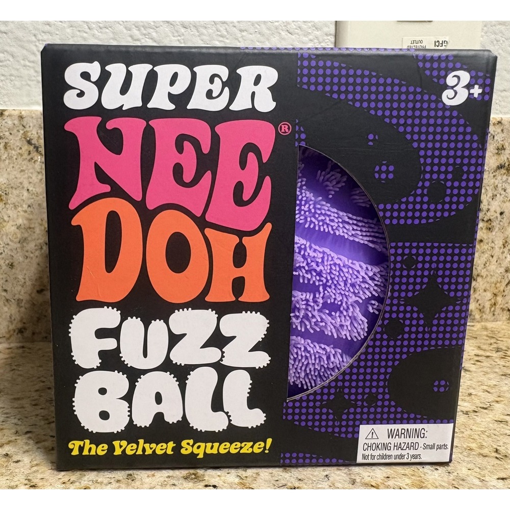 Super NeeDoh Fuzz Ball Purple Velvet Squeeze Sensory Fidget Toy Brand New In Box